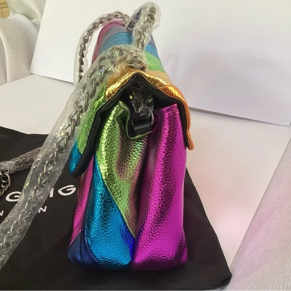 Kurt Geiger London Mini Kensington Multi Color Metallic Striped Crossbody Bag - Picture 6 of 11